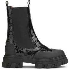 Gummi Chelsea boots Ganni Chelsea Stövlar Med Krokodileffekt - Black