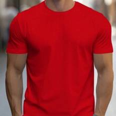 Shein T-shirts Shein Mens Solid Color Round Neck Short Sleeve Casual TShirt