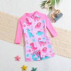 M Baddräkter Shein Baby Girl Random Print One-Piece Swimsuit