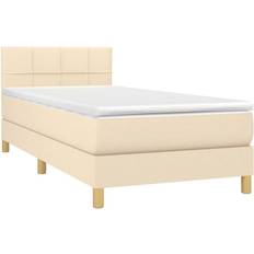 Beige Betten vidaXL Matratze Stoff Boxspringbett