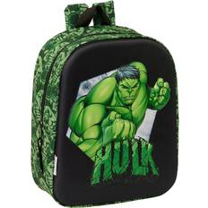 Svarta Skolväskor Safta Skolryggsäck Hulk Svart Grön 22 x 27 x 10 cm 3D
