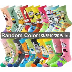 Shein Socks Shein Pairs Ranmdom Color Mix Men Crew Socks Cartoon Anime Gamers Socks Novelty Funny Happy Socks