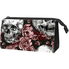 Red Toiletry Bags FNETJXF Sold by: CHENZEP, Toiletry Bag for Men Large Travel Shaving Dopp Kit Water-resistant Bathroom Toiletries Organizer Cosmetic Bags Retro Red Flower Skull Art