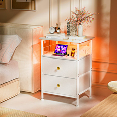 Ebern Designs Bedside Tables Ebern Designs End Charging Station Narrow Bedside Table