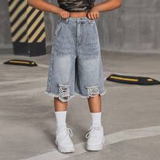 Children's Clothing Shein Ripped Loose Denim Jeans Shorts