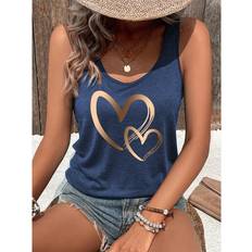 Skinny Tank Tops Shein Valentine Heart Pattern VNeck Summer Casual Tank Top