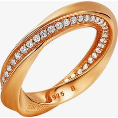 Rose Gold Plated Silver Cubic Zirconia Twisted Ring ELRG91962C180