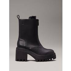 Læder Høje støvler Calvin Klein Leather Chunky Heeled Boots Black