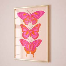 Shein 1pc, Pink Orange Butterfly Wall Art Preppy Room Decor For Teens, Cute Apartment Decor Maximalist Wall Art, Funky Art Print Aesthetic Room Decor 20*28in Unframed,Canvas,Poster Gifts Birthday Graduation Tavla 30x40cm