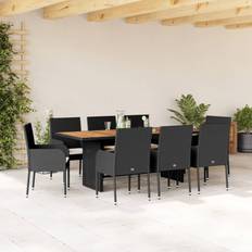 Sala de estar Juegos de comedor de patio vidaXL Set Jardín 9 Pzas - Negro Juego de comedor de patio