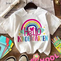 Children's Clothing Shein Young Girl Back To School Casual Letter Graphic Print Short Sleeve TShirt Suitable For Summer