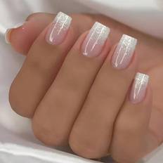 Pink False Nails Shein YK Update Your Look YK Pcs Long Coffin Super Glossy Press Glitter