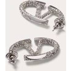 Valentino Garavani THE BOLD EDITION VLOGO METAL AND SWAROVSKI CRYSTAL EARRINGS Woman PALLADIUM/CRYSTAL UNI