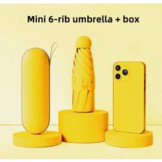 Umbrellas Shein pc Portable UV Protection Mini Umbrella For Both Rain And SixRib Reinforced Pocket Sunshade Umbrella With UV Coating Bright Yellow