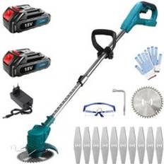 Cordless Grass Trimmer, 30mm Electric Grass Strimmer with Blade Kits, with 2 x 3.0A Batteries and Charger, Compatible with Makita Charger