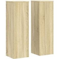 vidaXL Soportes De Plantas 2 Uds Madera Roble Sonoma 25x25x80 cm - Marrón
