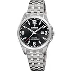 Festina Damklocka F20697/3 Titanium Titanium Titan Boett Silver Titan Band Grå svart