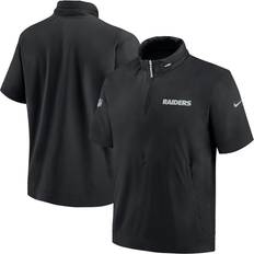 Jackets & Sweaters Nike Las Vegas Raiders Coach Men's NFL 1/2-Zip Short-Sleeve Hooded Jacket in Black, 02EP056Y8D-3EW