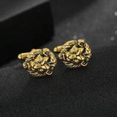 Gula Manschettknappar Shein 1Pair Vintage Animal Lion Cufflinks For Men