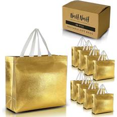 Gift Bags Nush Nush Nush Nush Gold Gift Bags Large Size in Bulk Set of 60 Reusable Gold Gift Bags With White Handles Perfect As Goodie/Birthday Gift Bags, Party Favor Bags 13Wx5Dx11H