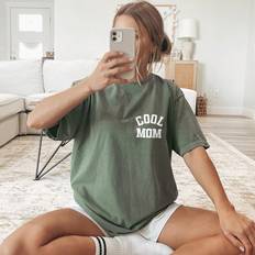 Green - Women T-shirts Shein Womens Simple Style Printed Round Neck Short Sleeve TShirt