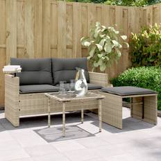 Beige - Stål Loungeset vidaXL Trädgårdssoffset 3 Loungeset