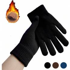 Shein pair Black Unisex Winter Warm Gloves Full Finger Knitted Gloves Women Men Thicken Warm Autumn Winter Outdoor Cycling Gloves