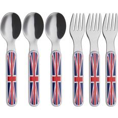 Exzact Union Jack Kids Cutlery 6pcs Stainless Steel 18/10 Toddler Children's Cutlery 3 x Forks, 3 x Spoons BPA Free Dishwasher Safe Union Jack