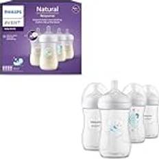 Philips Avent Natural Response Geschenkset für Babys: 4 Natural Response Babyfläschchen 260 ml mit T3 Saugern ab 1 Monat SCY903/61