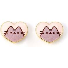 Pusheen Stud Earrings - Pink/Gold Heart