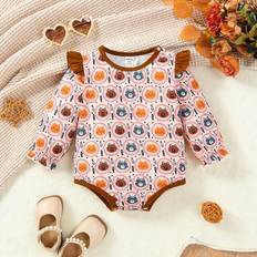 Multicoloured Bodysuits Shein Baby Boys Cute Patterned Ruffled Bodysuit