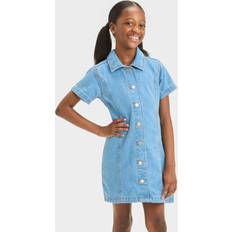 Dresses Cat & Jack Girls' Short Sleeve Denim Dress Wash