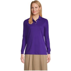 Tops Lands' End Women's School Uniform Long Sleeve Interlock Polo Shirt Deep purple XLarge