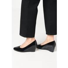 Wallis Daisy Wide Fit Sweetheart Almond Toe Wedge Courts True Black