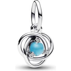 Gray Charms & Pendants Pandora Authentic 793125c12 december turquoise blue eternity circle charm