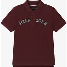 Red Polo Shirts Tommy Hilfiger Boys Burgundy Red Varsity Logo Polo Shirt