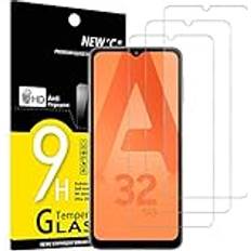 Screen Protectors New'C 3 Pack, skärmskydd i glas för Samsung Galaxy A32 5G, bubbelfri, 9H hårdhet, 0,33 mm ultratransparent, ultrabeständigt härdat glas