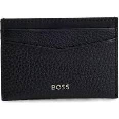 Wallets & Key Holders BOSS Grained-leather card holder with logo lettering- Black Wallets pce.