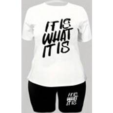 Multifärgade - Träningsplagg Jumpsuits & Overaller Shein Plus Casual Two-Piece Set With Slogan Print