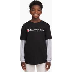 Champion Children's Clothing Champion Big Boys Layered-Look Long Sleeve T-Shirt - Black