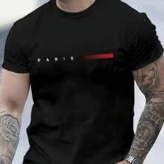 Shein Herr T-shirts Shein Men Summer Casual Short Sleeve T-Shirt With Letter Print Round Neck
