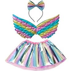 Skirts Kawell Sold by: Layered Tulle Ballet Rainbow Tutu Skirt for Little Girls Dress Up Cloth with Colorful Wing and Bow Headband