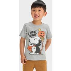 Children's Clothing Snoopy Toddler Boys' Want Candy Halloween Short Sleeve T-Shirt Gray 18M