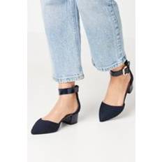 Blue Heels & Pumps Wallis Wide Fit Derby Buckle Detail Block Heel Pointed Court Shoes Navy