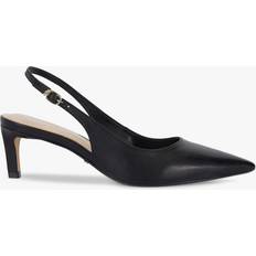 Celinna Leather Heeled Slingback Pointed Courts, Black