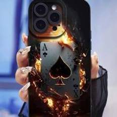 Shein Black Spades Ace Shockproof Camera Lens Protector Phone Case For IPhone 15 Pro Max/14 Pro Max/13 Pro Max/12 Pro Max/11 Pro Max