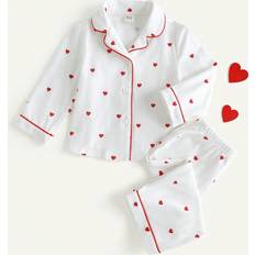 6-9M Other Sets Shein pcs Baby Girls Heart Pattern Contrast Color Lapel Cardigan And Casual Pants Homewear Set