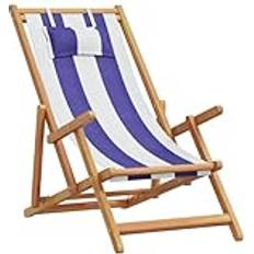 Opvouwbaar Tuinstoelen vidaXL Strandstoel Inklapbaar Eucalyptushout En Stof Blauw