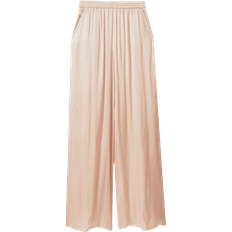 Reiss Yara Satin Elasticated Waist Wide Leg Trousers - Champagne