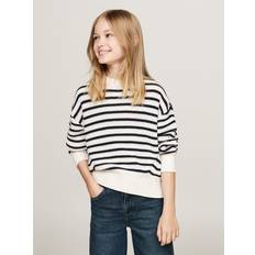 Tommy Hilfiger Girls Sweatshirts Tommy Hilfiger Girls' Kids' Stripe Crewneck Sweater White Ancient White/Navy Stripe